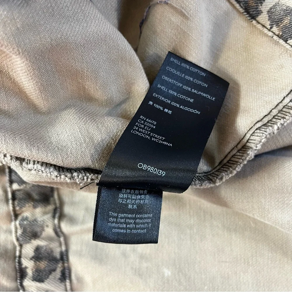Free People Jacket Women XS Tan Military Field Animal Leopard Print Zip Button - Picture 14 of 14